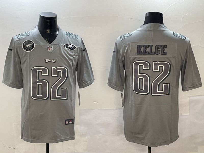 Men Philadelphia Eagles #62 Kelce Grey 2025 Nike Vapor Limited NFL Jersey style 2104